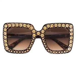 NEW Cheetah Oversized Square Crystal Sunglasses